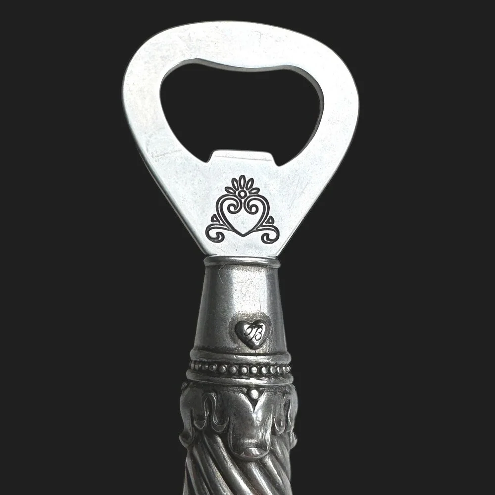 Brighton Silver Plated Scroll Heart Spiral Twist Handle Bottle Opener Barware‎